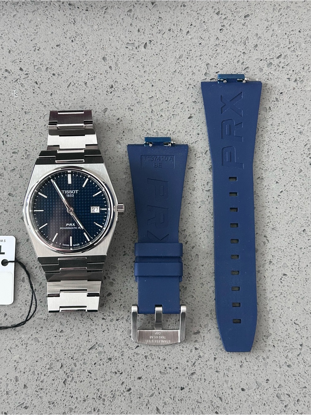 Tissot PRX Blue Dial Stainless Steel Watch with Blue Rubber Straps 40mm